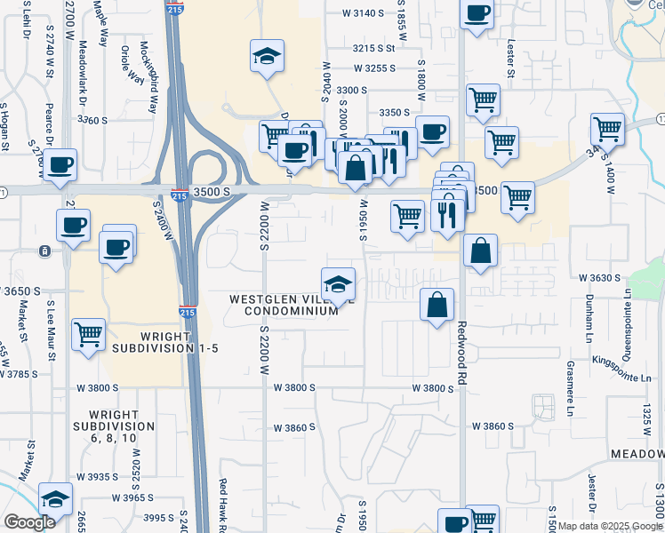 map of restaurants, bars, coffee shops, grocery stores, and more near 2016 Stone Creek Drive in West Valley City