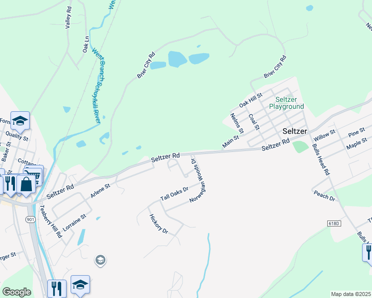 map of restaurants, bars, coffee shops, grocery stores, and more near 463 Seltzer Road in Pottsville