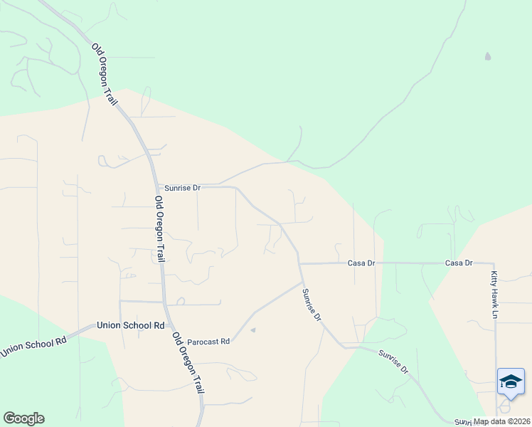 map of restaurants, bars, coffee shops, grocery stores, and more near 20105 Sunrise Drive in Redding