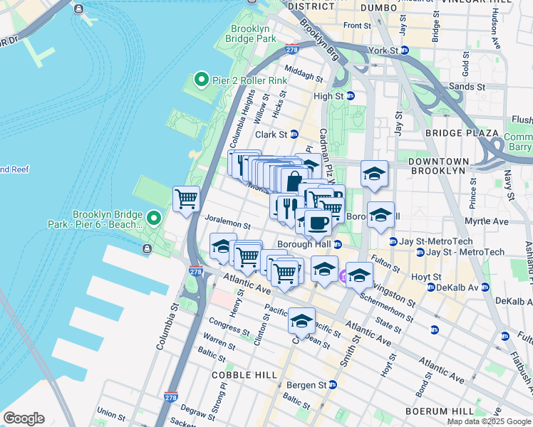 map of restaurants, bars, coffee shops, grocery stores, and more near in Brooklyn