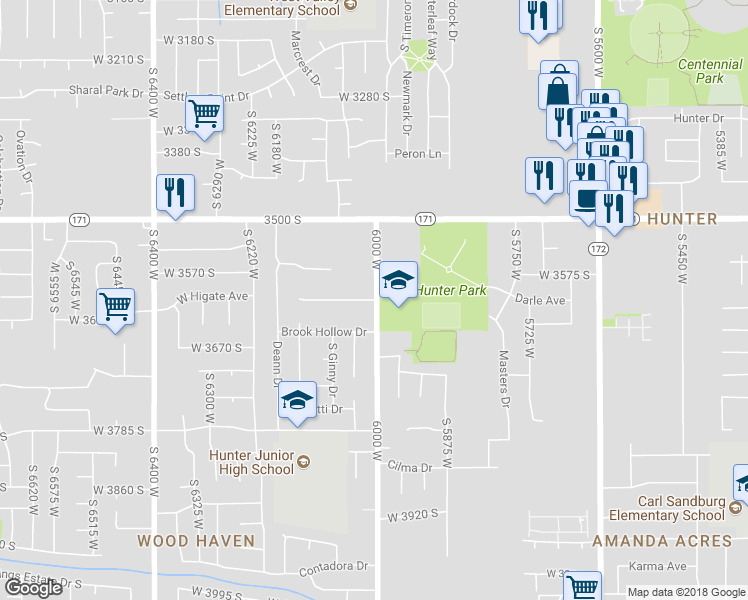 map of restaurants, bars, coffee shops, grocery stores, and more near 6081 Country Apple Court in West Valley City