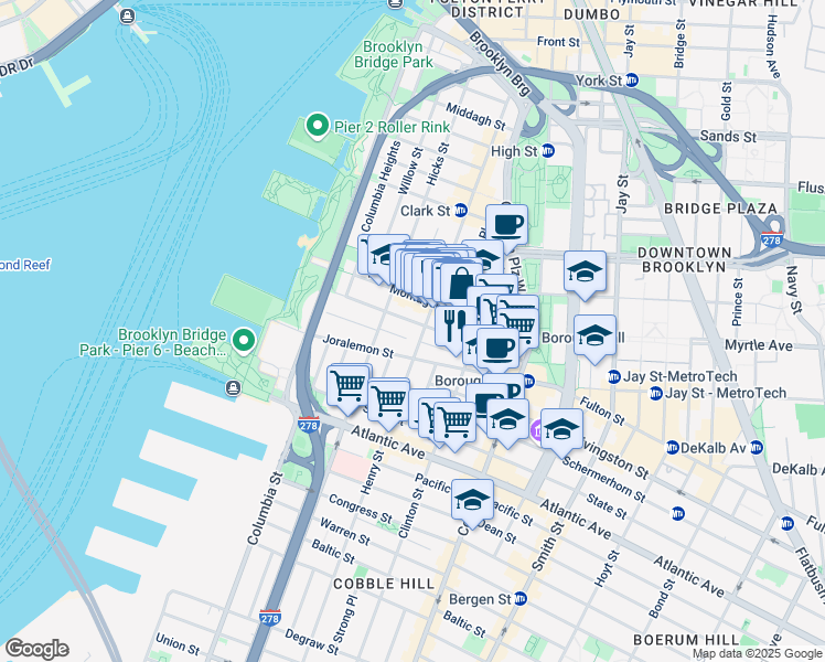 map of restaurants, bars, coffee shops, grocery stores, and more near in Brooklyn
