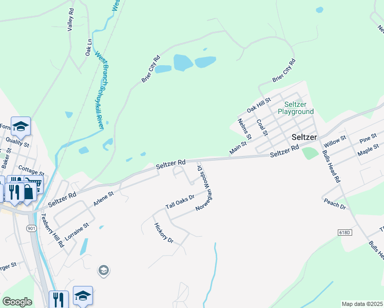 map of restaurants, bars, coffee shops, grocery stores, and more near 463 Seltzer Road in Pottsville