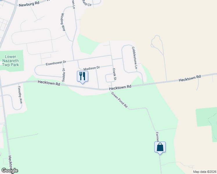 map of restaurants, bars, coffee shops, grocery stores, and more near 4205 Hecktown Road in Bethlehem