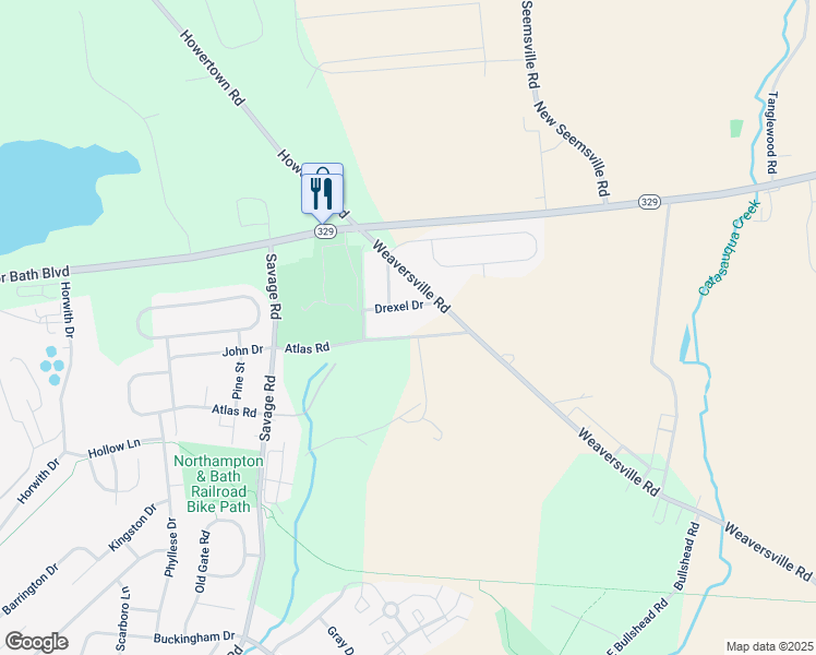 map of restaurants, bars, coffee shops, grocery stores, and more near 126 Atlas Road in Northampton