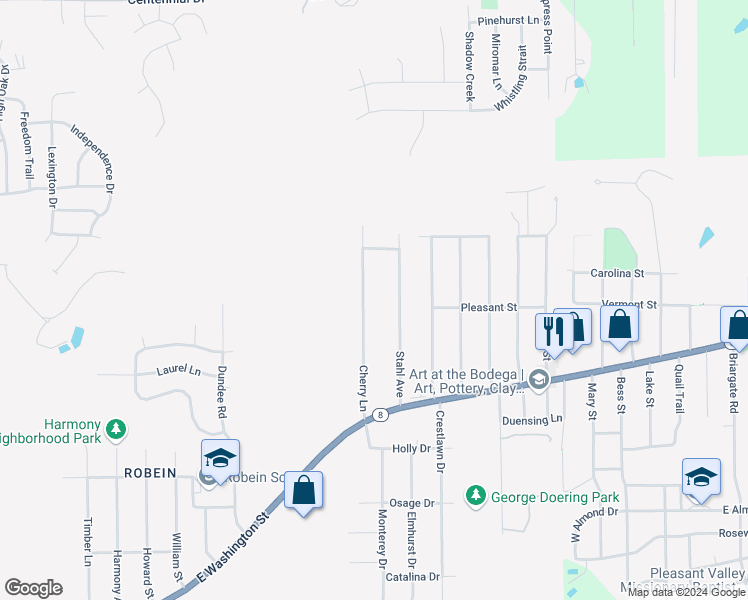 map of restaurants, bars, coffee shops, grocery stores, and more near 202 Cherry Lane in Washington