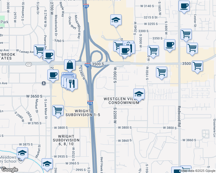 map of restaurants, bars, coffee shops, grocery stores, and more near 3600 Orion Cir in Salt Lake City