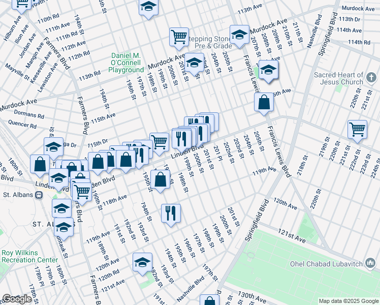 map of restaurants, bars, coffee shops, grocery stores, and more near in Queens