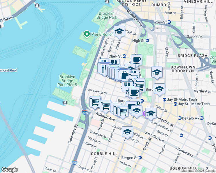 map of restaurants, bars, coffee shops, grocery stores, and more near in Brooklyn