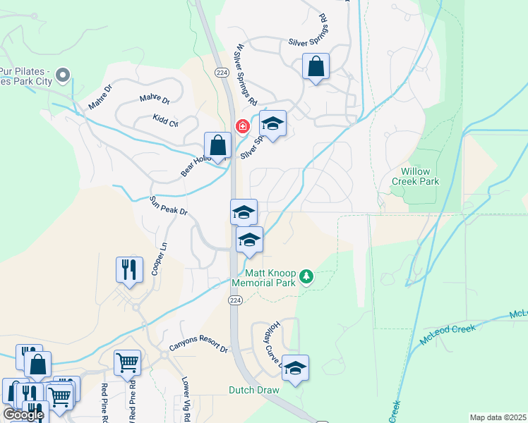 map of restaurants, bars, coffee shops, grocery stores, and more near West Old Ranch Road in Snyderville