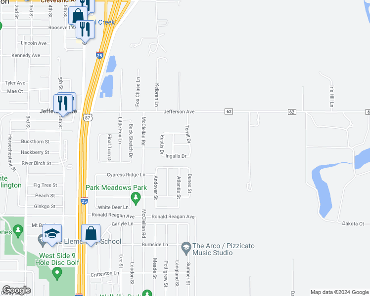 map of restaurants, bars, coffee shops, grocery stores, and more near 4525 Ketchum Drive in Wellington