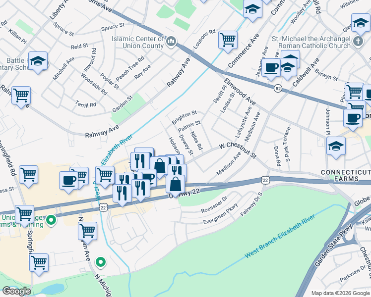 map of restaurants, bars, coffee shops, grocery stores, and more near 816 Hobson Street in Union
