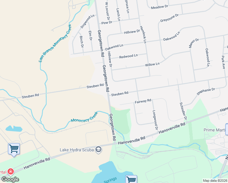 map of restaurants, bars, coffee shops, grocery stores, and more near 4681 Steuben Road in Bethlehem