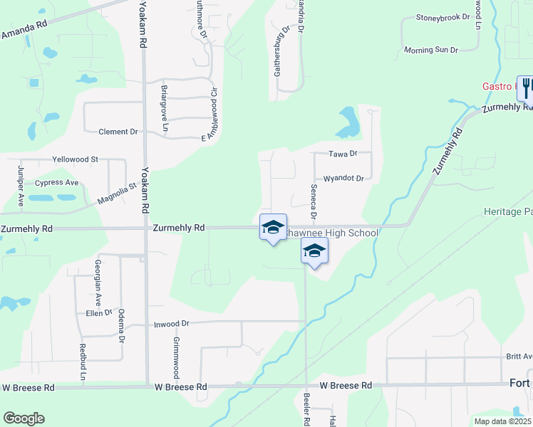 map of restaurants, bars, coffee shops, grocery stores, and more near 3401-3439 Zurmehly Rd in Lima