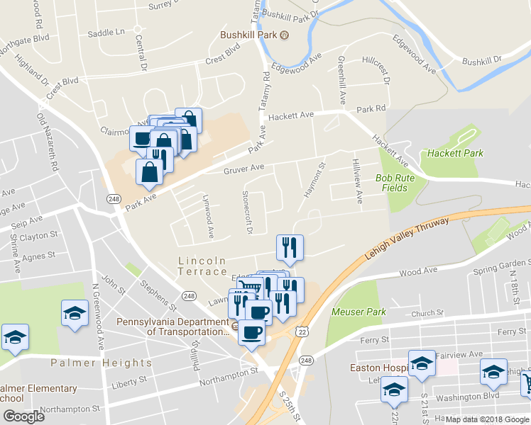 map of restaurants, bars, coffee shops, grocery stores, and more near 99 Dusty Road in Easton