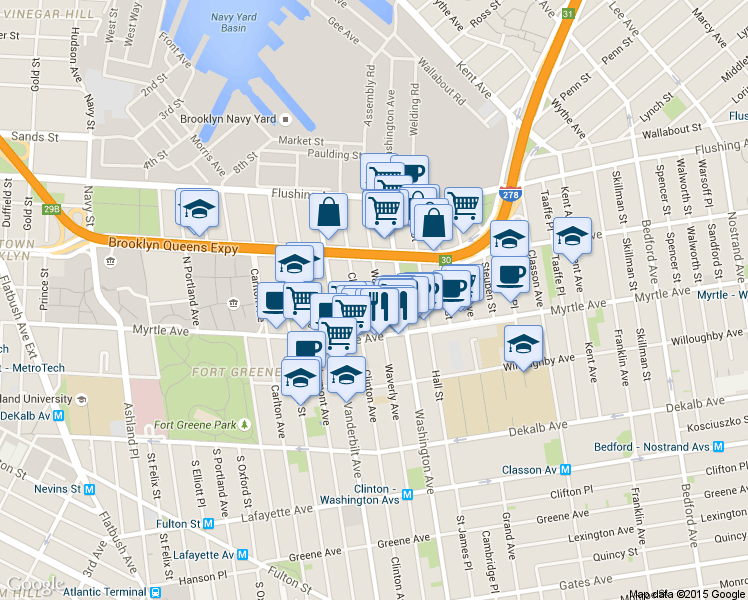 map of restaurants, bars, coffee shops, grocery stores, and more near in Brooklyn