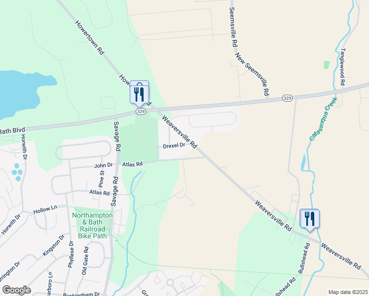 map of restaurants, bars, coffee shops, grocery stores, and more near 14 Drexel Drive in Northampton