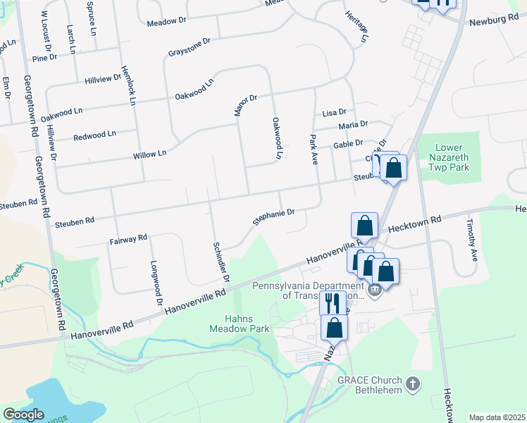 map of restaurants, bars, coffee shops, grocery stores, and more near 4524 Stephanie Drive in Bethlehem