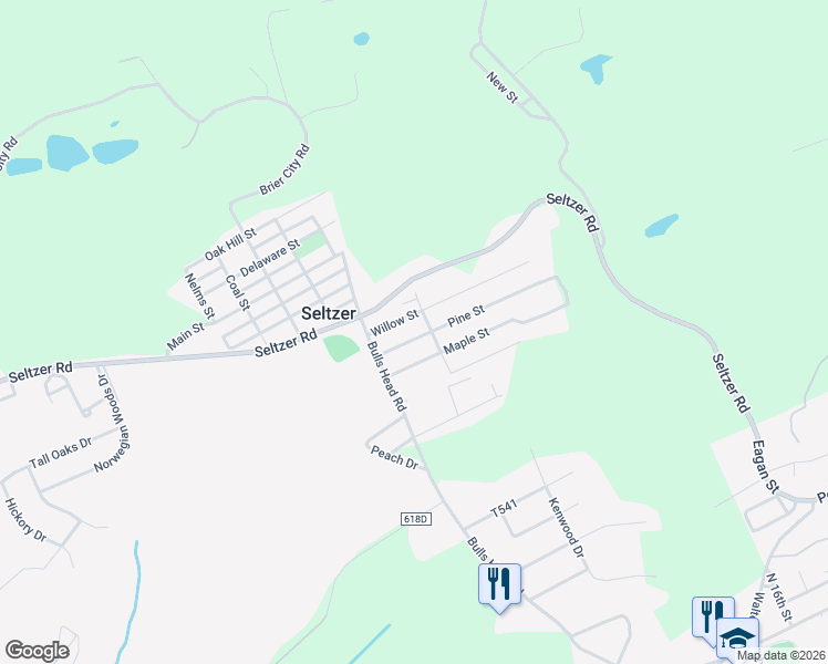 map of restaurants, bars, coffee shops, grocery stores, and more near 528 Willow Street in Pottsville