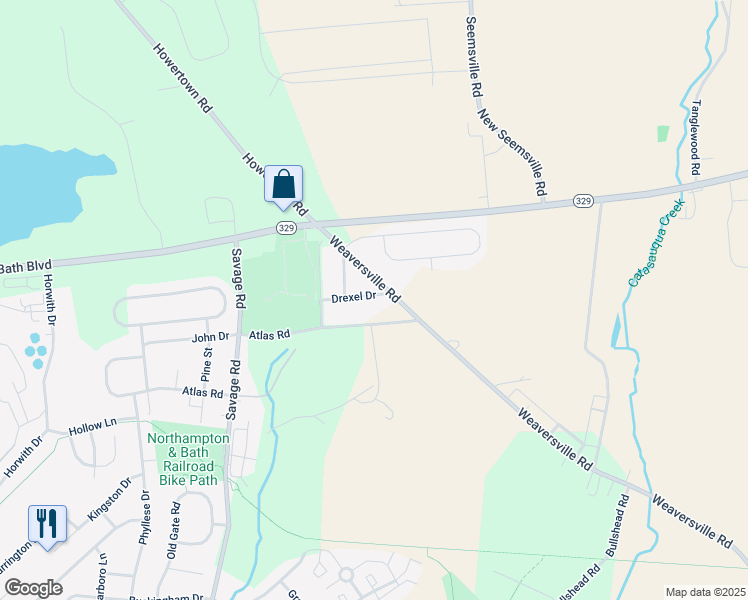 map of restaurants, bars, coffee shops, grocery stores, and more near 14 Drexel Drive in Northampton