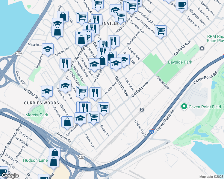 map of restaurants, bars, coffee shops, grocery stores, and more near in Jersey City