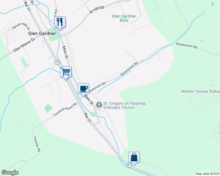 map of restaurants, bars, coffee shops, grocery stores, and more near 9-11 Mountain Lane in Glen Gardner