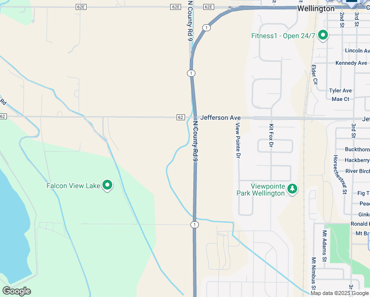 map of restaurants, bars, coffee shops, grocery stores, and more near 7621 Colorado 1 in Wellington