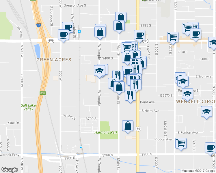 map of restaurants, bars, coffee shops, grocery stores, and more near 50 West Guest Avenue in South Salt Lake