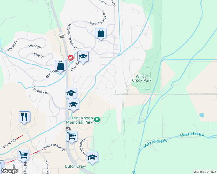 map of restaurants, bars, coffee shops, grocery stores, and more near 4364 Murnin Way in Park City