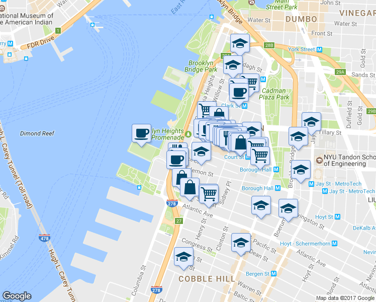 map of restaurants, bars, coffee shops, grocery stores, and more near in Brooklyn