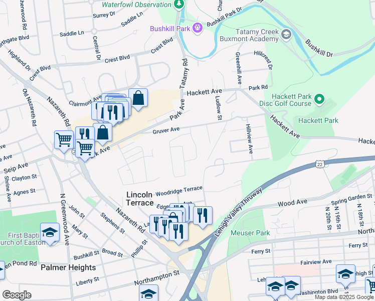 map of restaurants, bars, coffee shops, grocery stores, and more near 10 Stonecroft Drive in Easton
