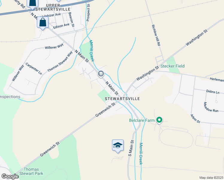 map of restaurants, bars, coffee shops, grocery stores, and more near 546 North Main Street in Greenwich Township