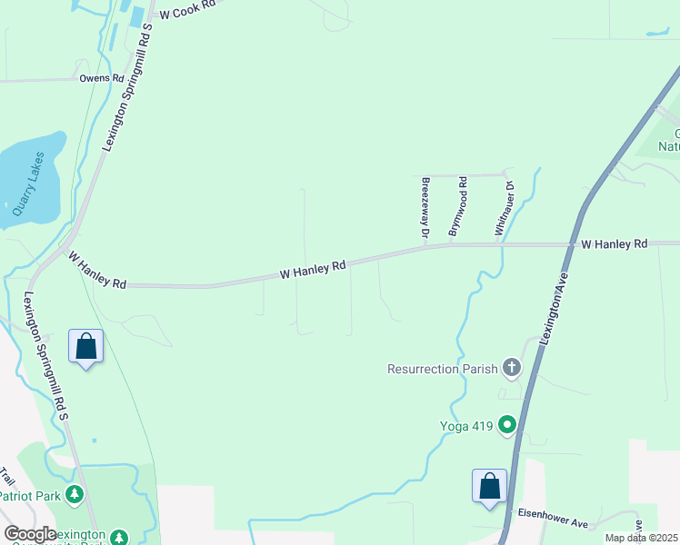 map of restaurants, bars, coffee shops, grocery stores, and more near 1675 West Hanley Road in Mansfield