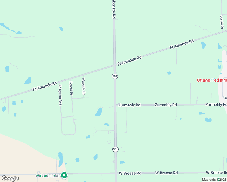 map of restaurants, bars, coffee shops, grocery stores, and more near 3100 South Wapak Road in Lima