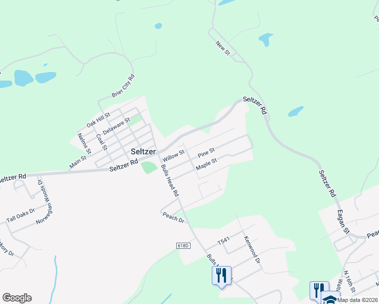 map of restaurants, bars, coffee shops, grocery stores, and more near 528 Willow Street in Pottsville