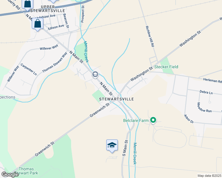 map of restaurants, bars, coffee shops, grocery stores, and more near 546 North Main Street in Greenwich Township
