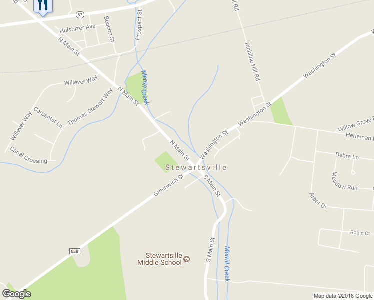 map of restaurants, bars, coffee shops, grocery stores, and more near 565 North Main Street in Stewartsville