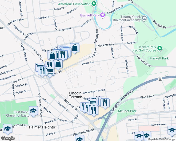 map of restaurants, bars, coffee shops, grocery stores, and more near 47 Stonecroft Drive in Easton
