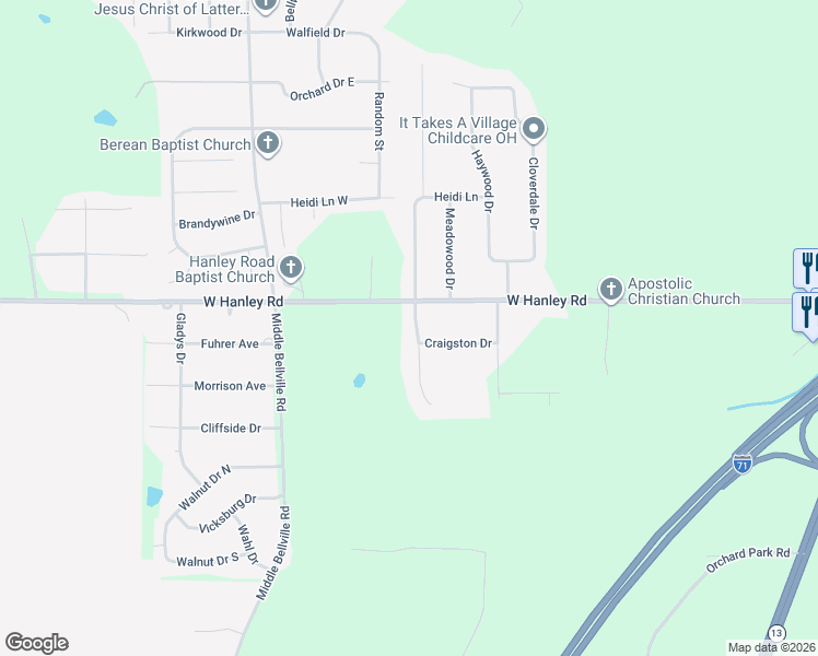 map of restaurants, bars, coffee shops, grocery stores, and more near 2320 Ranchwood Drive in Mansfield