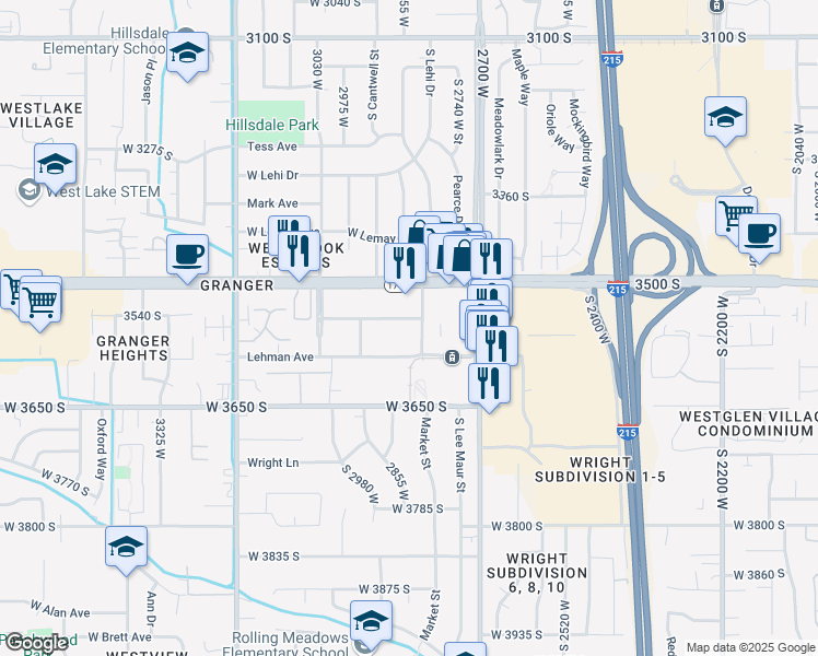 map of restaurants, bars, coffee shops, grocery stores, and more near 3566 South 2870 West Street in West Valley City