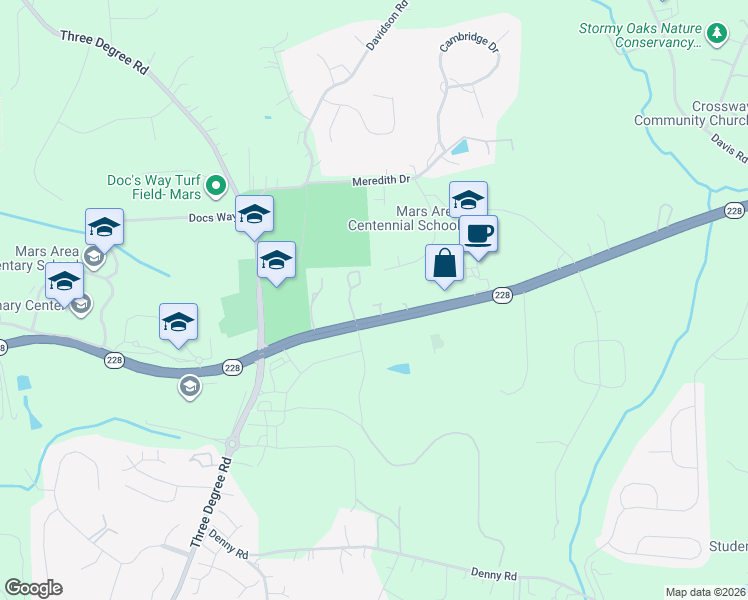map of restaurants, bars, coffee shops, grocery stores, and more near 435 Pennsylvania 228 in Valencia