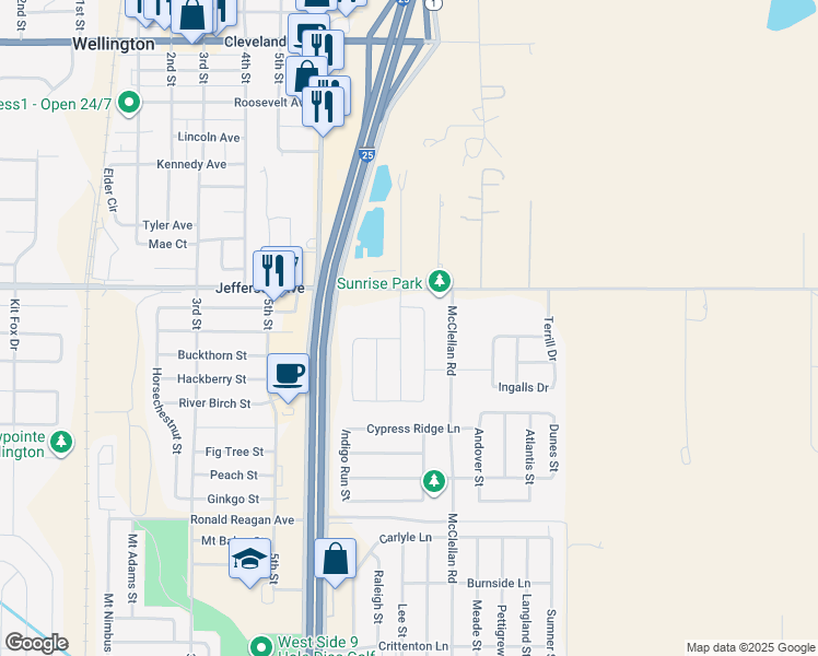 map of restaurants, bars, coffee shops, grocery stores, and more near 7544 Little Fox Lane in Wellington