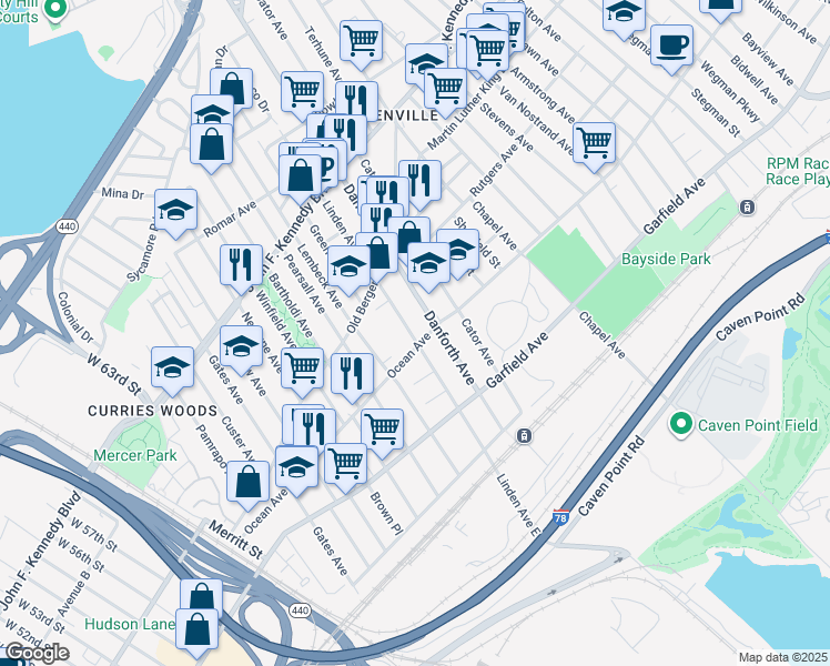 map of restaurants, bars, coffee shops, grocery stores, and more near in Jersey City