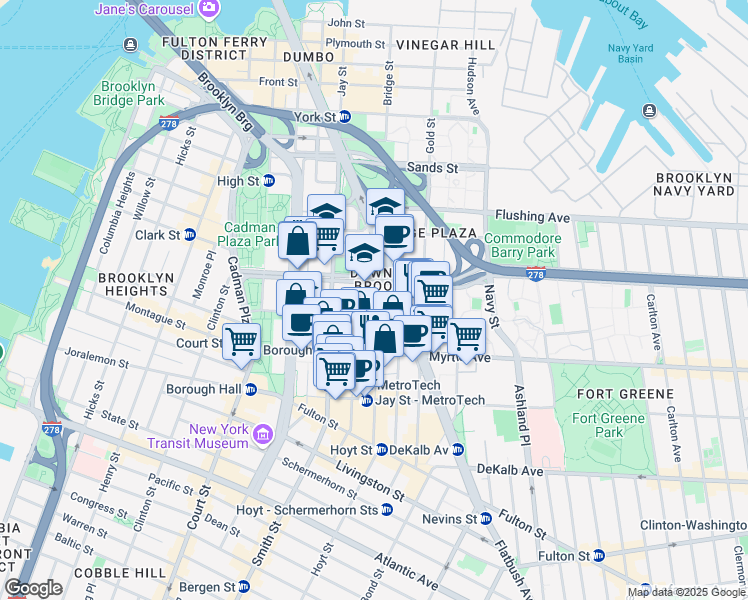 map of restaurants, bars, coffee shops, grocery stores, and more near in New York