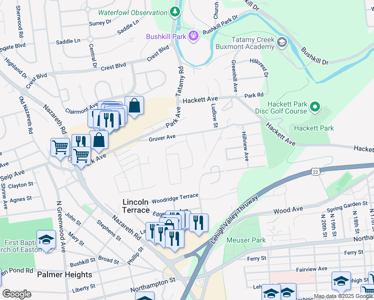 map of restaurants, bars, coffee shops, grocery stores, and more near 4 Stone Creek Court in Easton