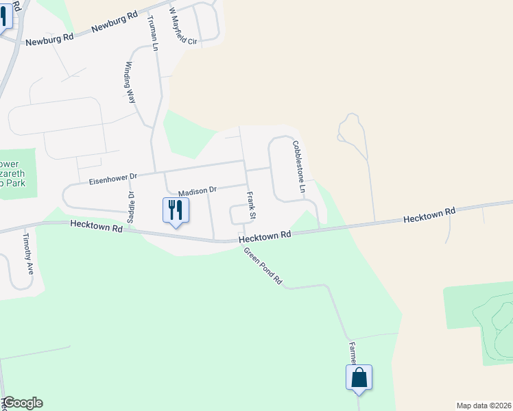 map of restaurants, bars, coffee shops, grocery stores, and more near 258 Frank Street in Bethlehem