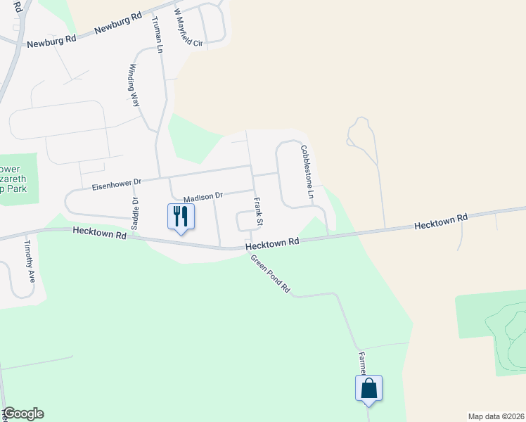 map of restaurants, bars, coffee shops, grocery stores, and more near 258 Frank Street in Bethlehem