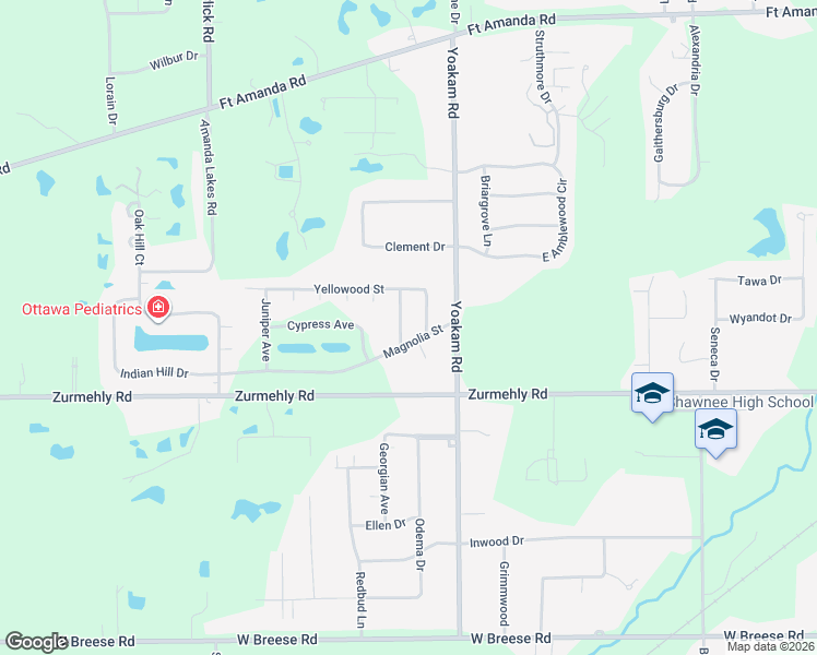 map of restaurants, bars, coffee shops, grocery stores, and more near 3955 Magnolia Street in Lima