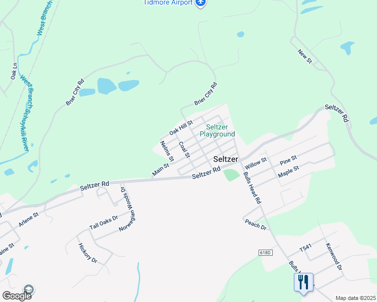 map of restaurants, bars, coffee shops, grocery stores, and more near 205 Main Street in Pottsville