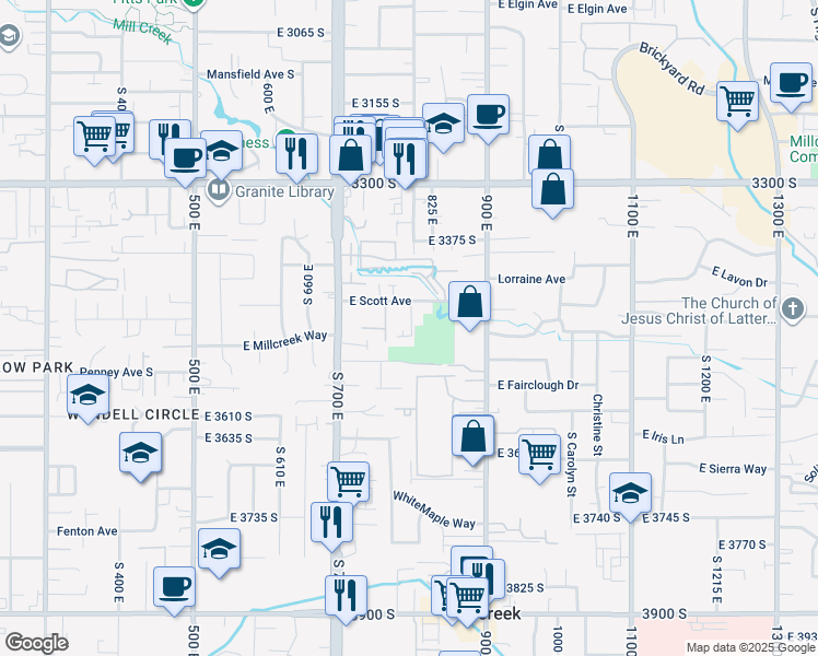 map of restaurants, bars, coffee shops, grocery stores, and more near 788 East Scott Avenue in Salt Lake City